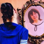 old and young mirror reflection