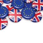 UK And EU Flag Badges Brexit Concept
