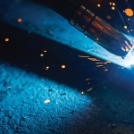 artistic welding sparks light, industrial background