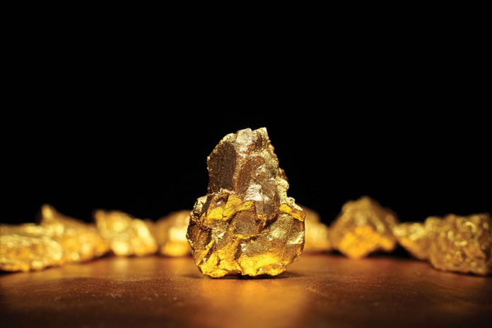 Closeup of big gold nugget
