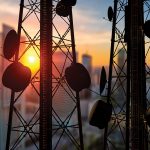 telecommunication towers with antennas
