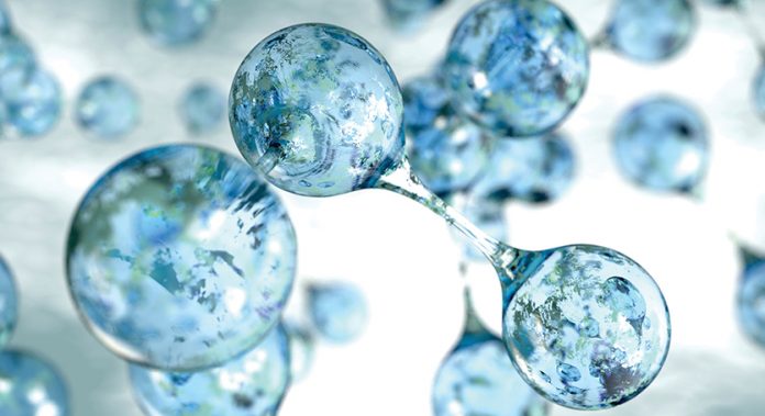 3d molecules of water concept background