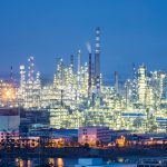 night view of petrochemical plant