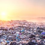 Sunrise Sun above the ocean of garbage