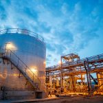 oil and gas processing tank and pipes __