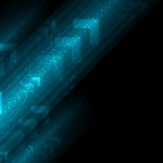 Arrows up with dot speed line on blue background, copy space com