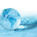 Glass globe in water