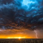 Lightning storm over field in Roswell New Mexico