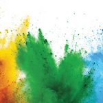colorful rainbow holi paint color powder explosion isolated whit