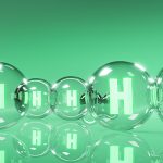 Green hydrogen energy. H2 gas molecules for production of green