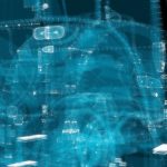 Abstract technology particles mesh background