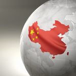 Map of the China on Earth in the national colors