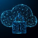 Cloud security icon form lines and triangles, point connecting n