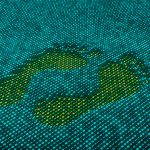 Footprint made of computer binary 0 and 1 digits. Illustration o