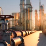 Natural gas pipeline in a refinery 3d render
