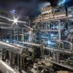 Chemical plant for production of ammonia and nitrogen fertilization on night time.