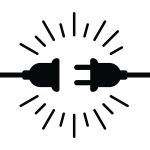Electric socket with plug icon silhouette. Connection and discon