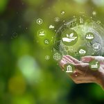 ESG icon concept. Environment, society and governance. Energy of