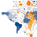 Global Business Network Illustrating Outsourcing Partnerships wi