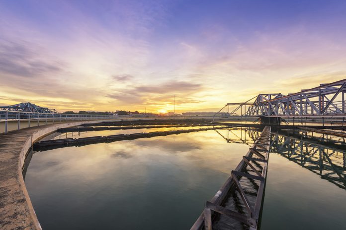 sewage treatment plant with sunrise